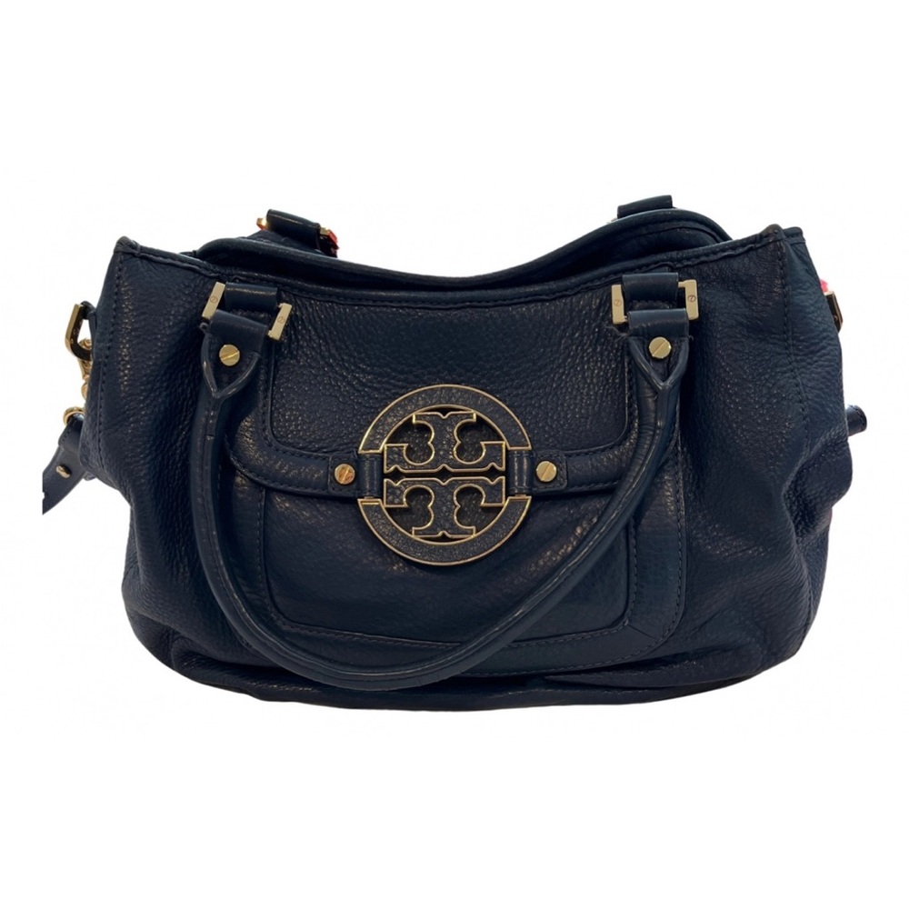 Tory Burch Amanda Blue Hobo Bag with Metallic Logo